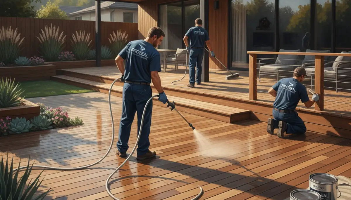 Professional deck sealing service in Louisville, KY to protect wood from moisture and UV damage