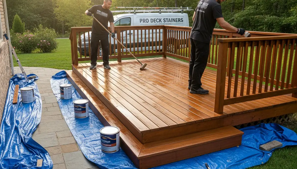 Deck staining service in Louisville, KY by Louisville Paint Pros for weather protection and wood preservation