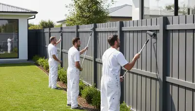 Louisville Paint Pros applying fence painting for wood fence protection in Louisville, KY