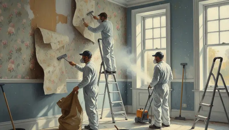 Wallpaper removal service in Louisville, KY preparing walls for a smooth paint finish